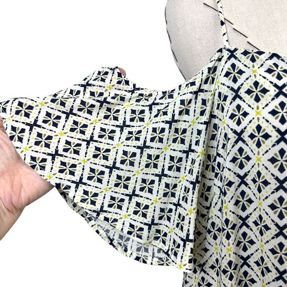 Signature Studio Geometric Multi Cold Shoulder Pullover Spaghetti Strap Blouse - Picture 3 of 7